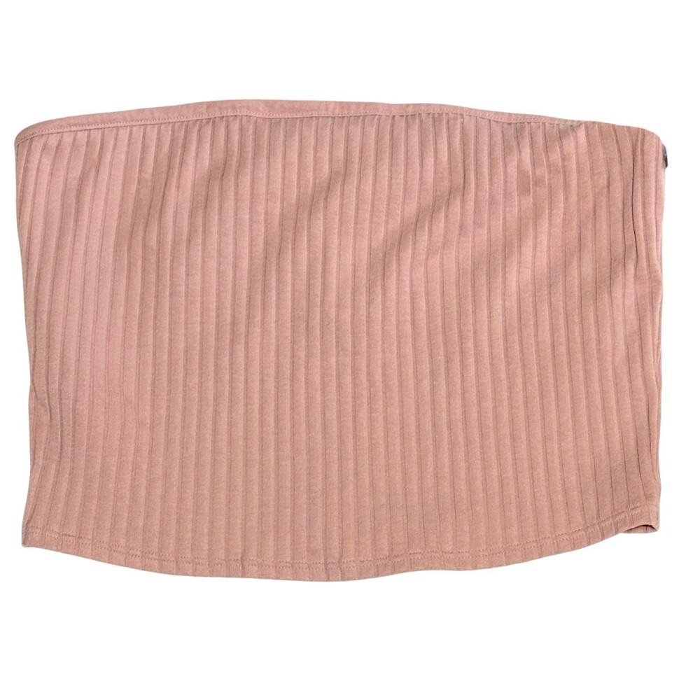 Victoria's Secret Pink Bandeau Cropped Tube Top Large Ribbed Dusty Rose Layering